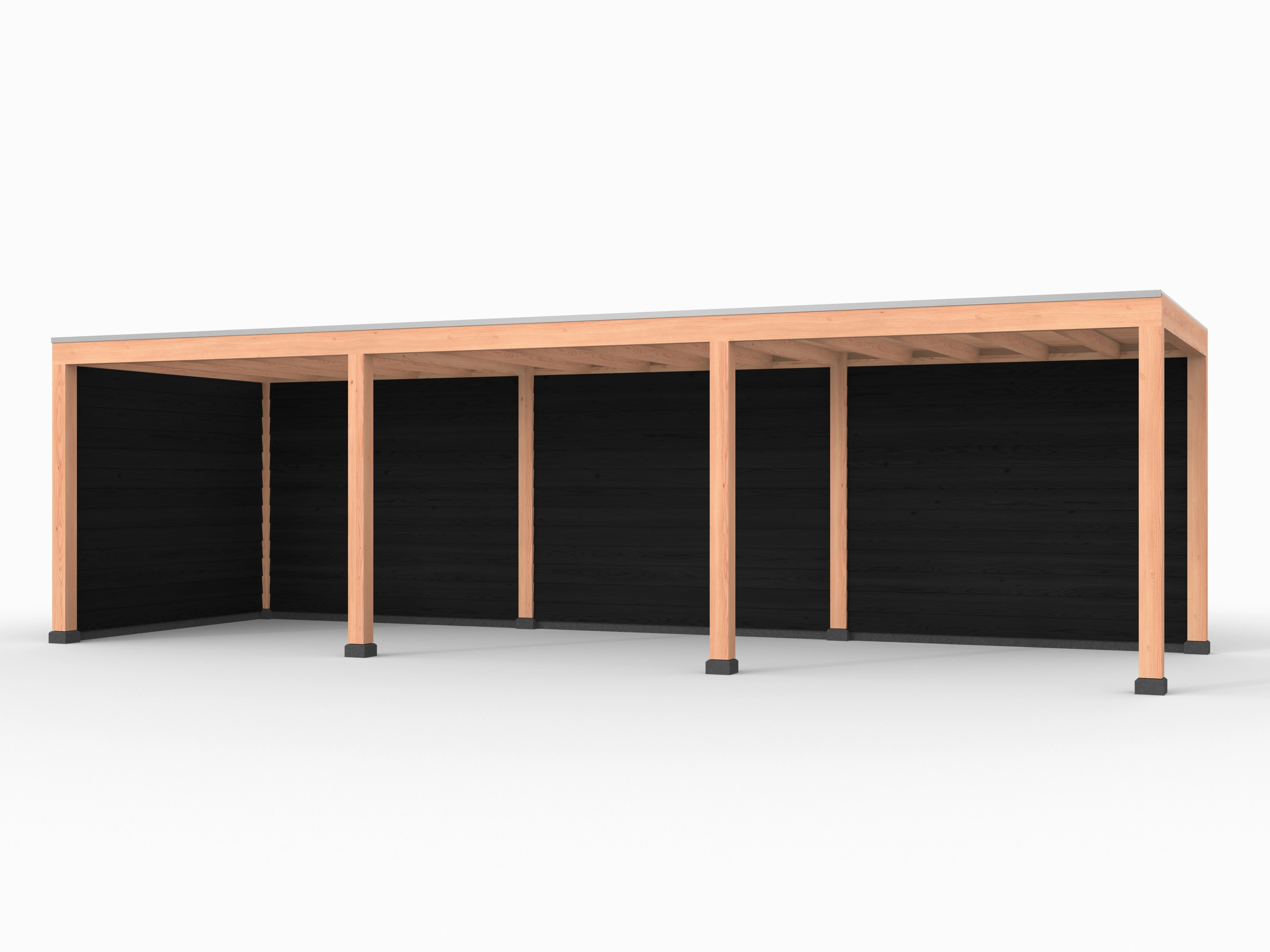 Douglas overkapping, 900 x 300, met achterwand en zijwand, Westwood Elegant zwart - Afbeelding 1